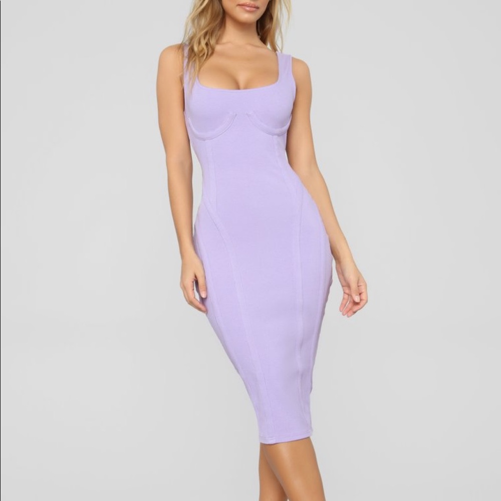 NEW Lavender ribbed midi tank dress XS